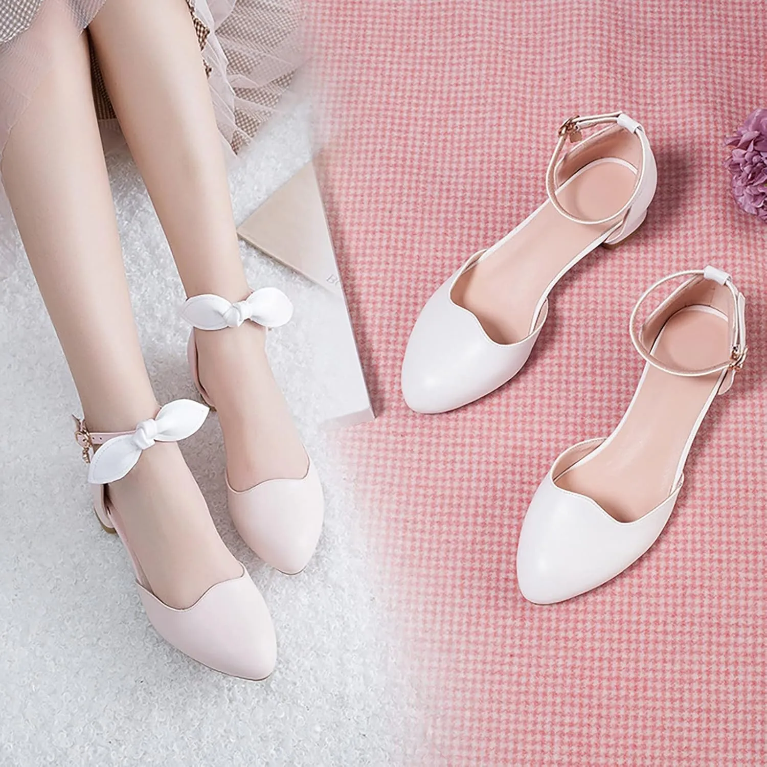 Little/big Girls Dress Sandals Kids Heels Close Toe Ankle Strap Shoes Solid Flower Wedding Party Shoes