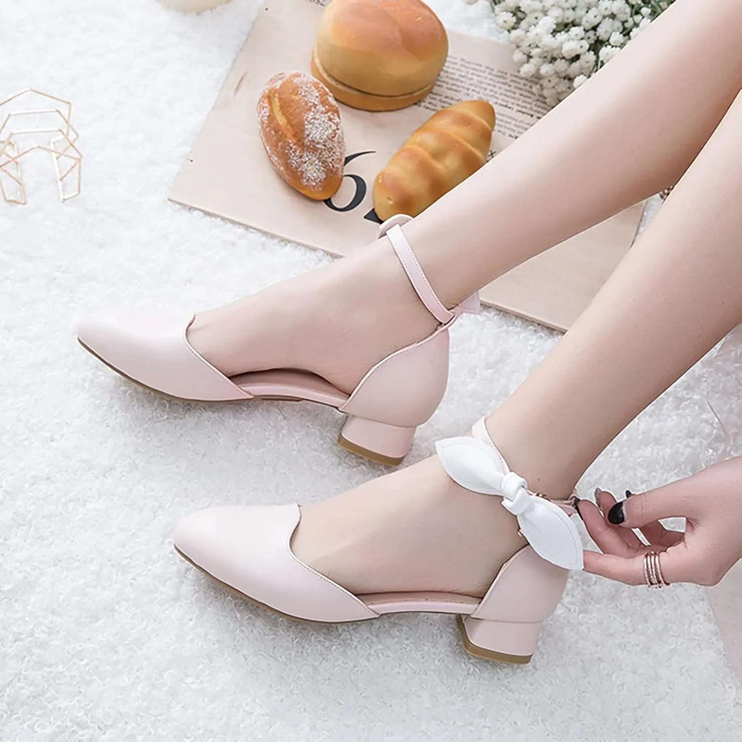 Little/big Girls Dress Sandals Kids Heels Close Toe Ankle Strap Shoes Solid Flower Wedding Party Shoes