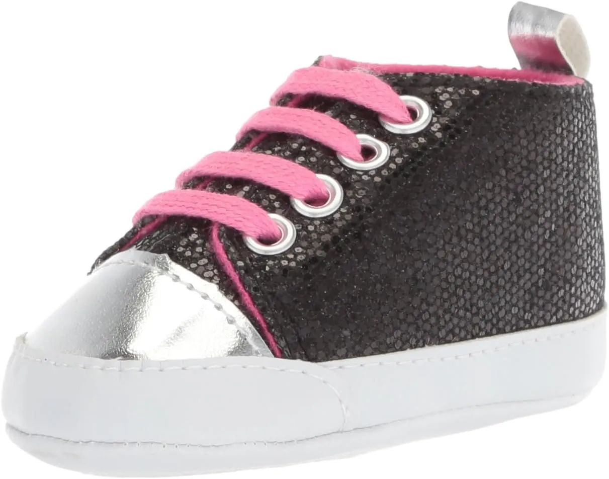 Luvable Friends Baby-Girl's Sparkly Sneaker Crib Shoe