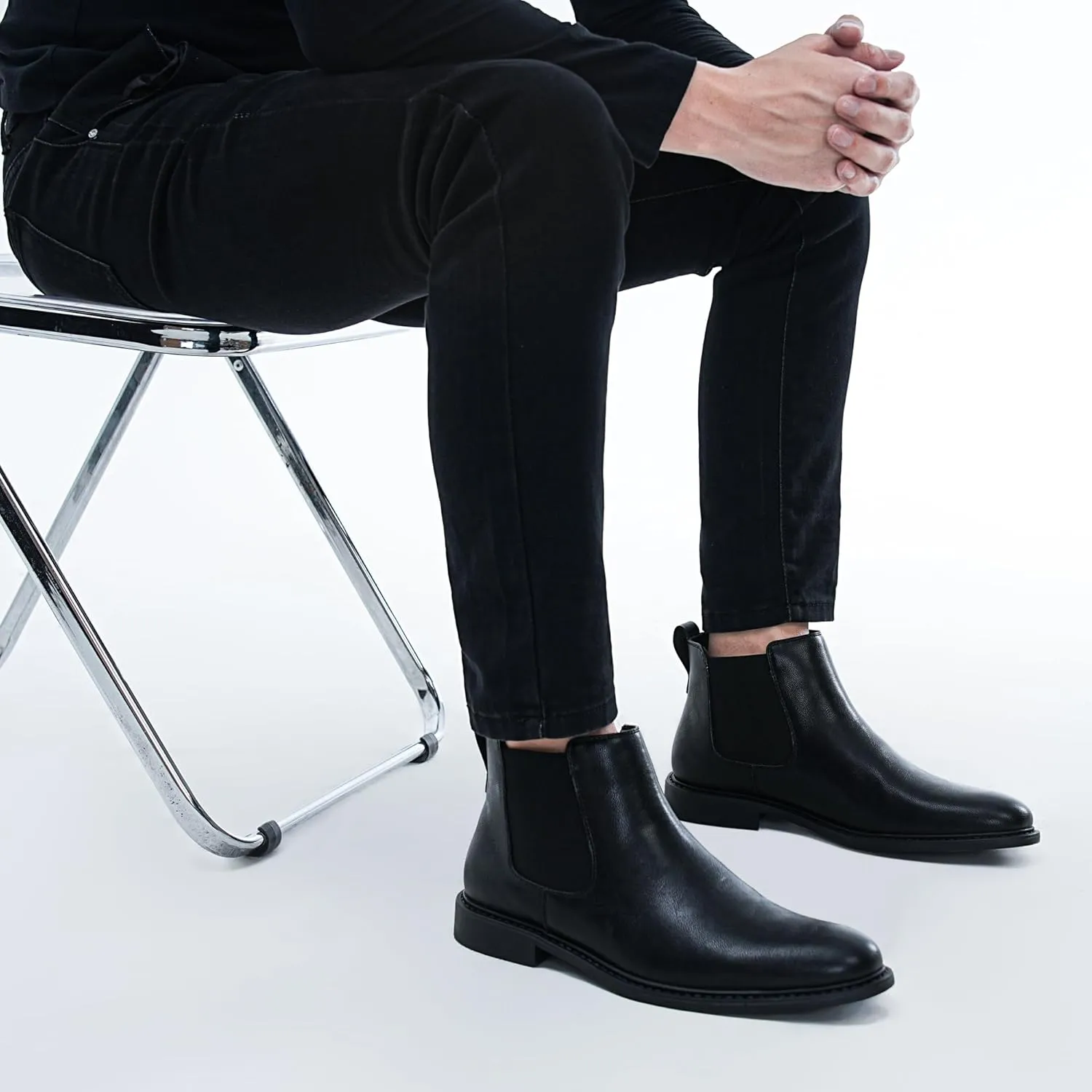 Mens Black Chelsea Boots-Slip-On Comfy Mens Casual Suede Ankle Boots