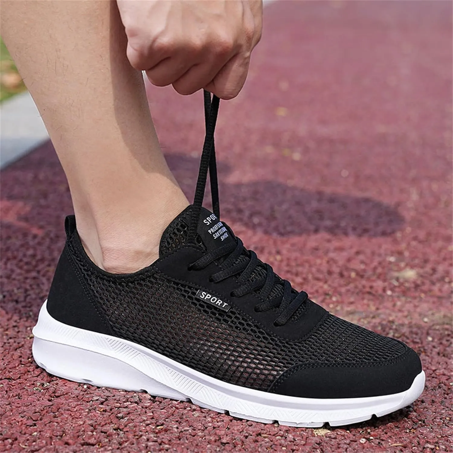 Mens Breathable Lace Up Running Shoes Comfortable Breathable Lace Up Sneaker Lightweight Diabetic Shoes for Men