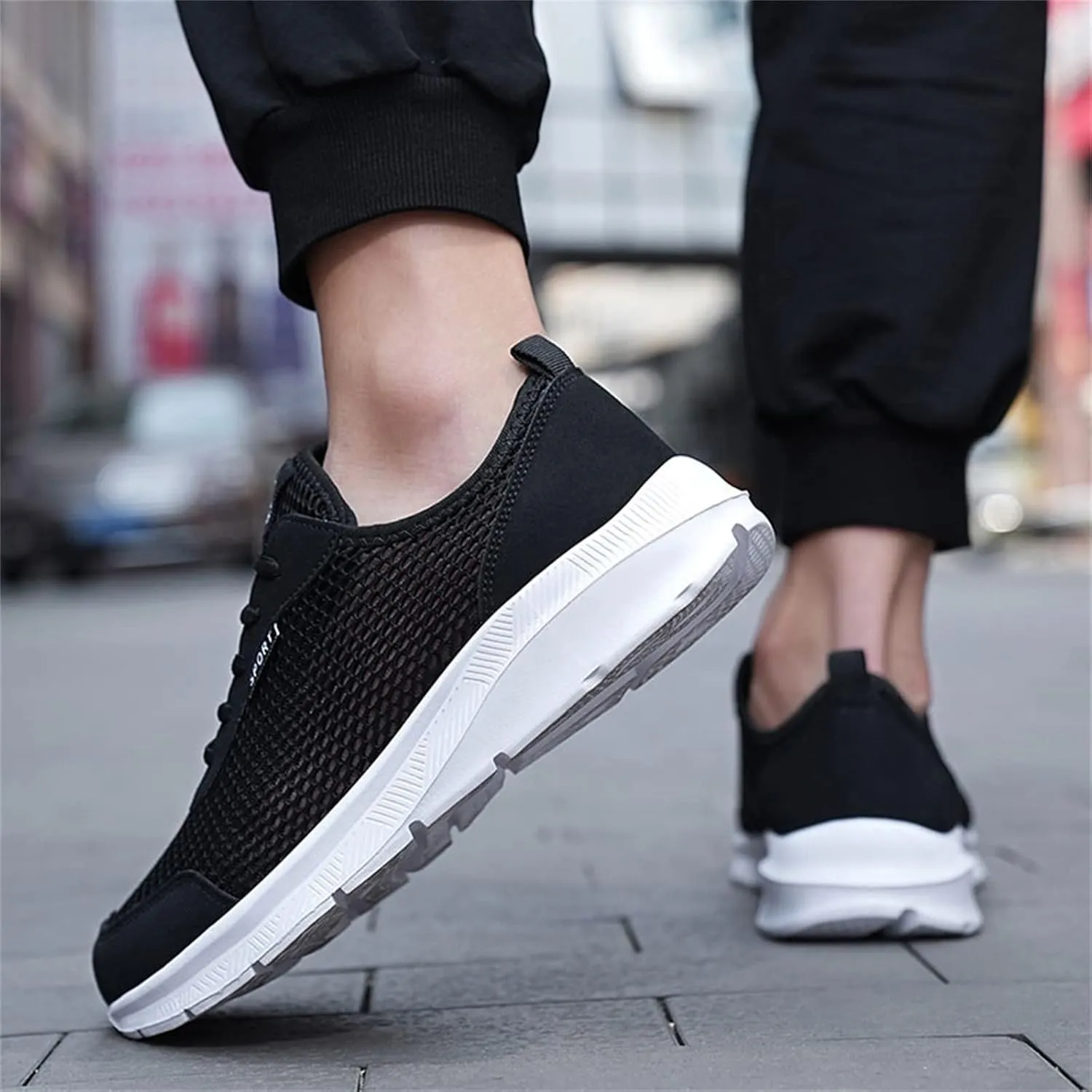 Mens Breathable Lace Up Running Shoes Comfortable Breathable Lace Up Sneaker Lightweight Diabetic Shoes for Men