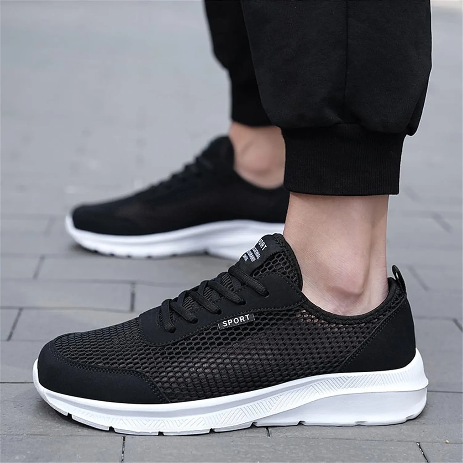 Mens Breathable Lace Up Running Shoes Comfortable Breathable Lace Up Sneaker Lightweight Diabetic Shoes for Men