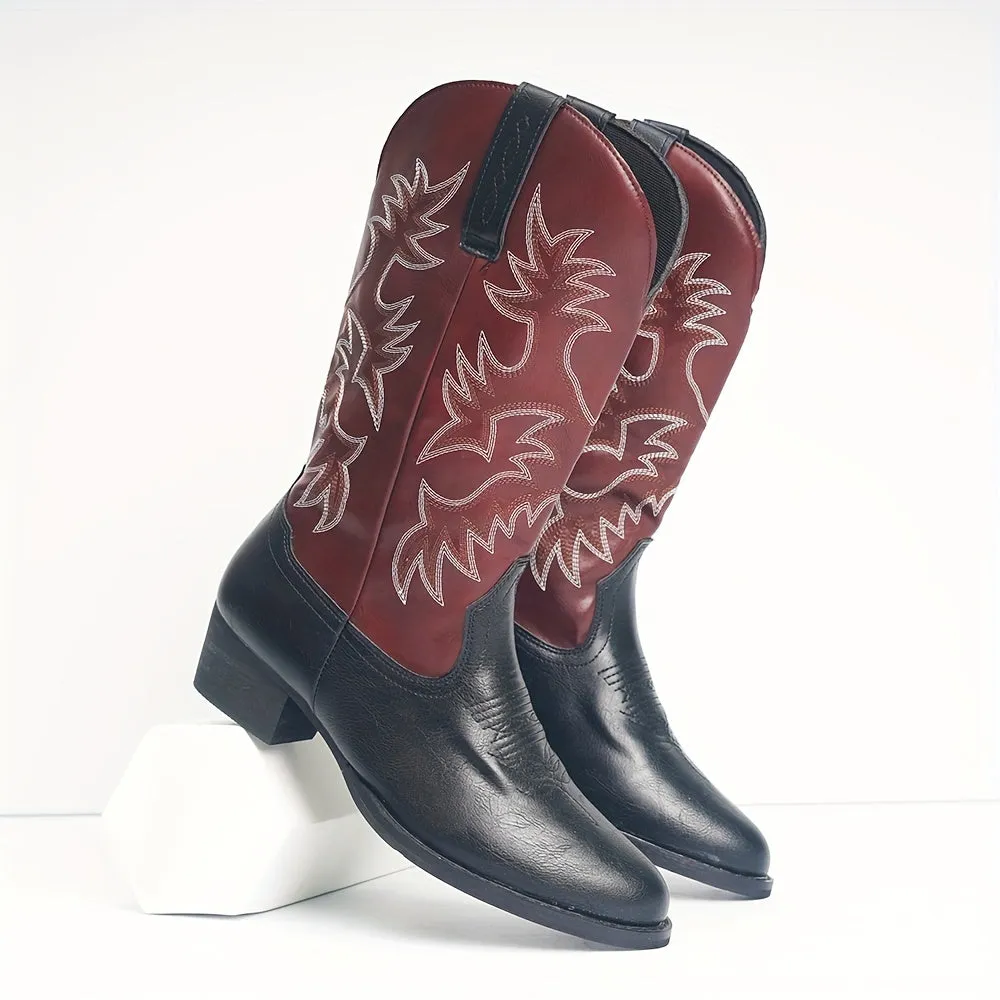 Mens Cowboy Boots  Sturdy Slipons with Vintage Embroidery For Your Ranch