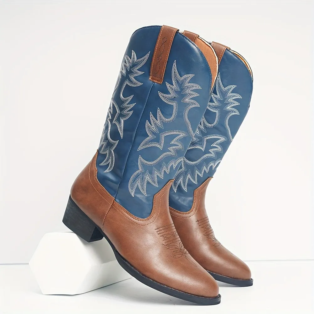 Mens Cowboy Boots  Sturdy Slipons with Vintage Embroidery For Your Ranch
