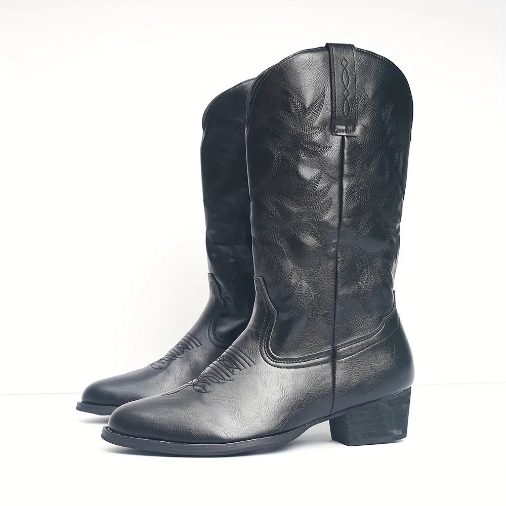 Mens Cowboy Boots  Sturdy Slipons with Vintage Embroidery For Your Ranch
