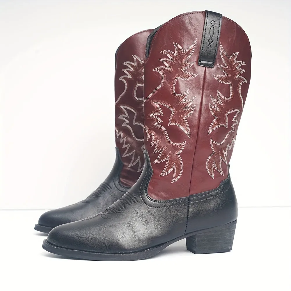 Mens Cowboy Boots  Sturdy Slipons with Vintage Embroidery For Your Ranch
