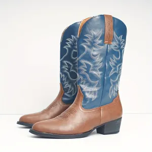 Mens Cowboy Boots  Sturdy Slipons with Vintage Embroidery For Your Ranch