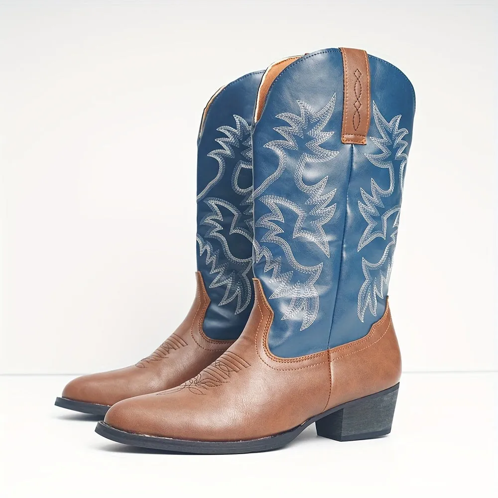Mens Cowboy Boots  Sturdy Slipons with Vintage Embroidery For Your Ranch