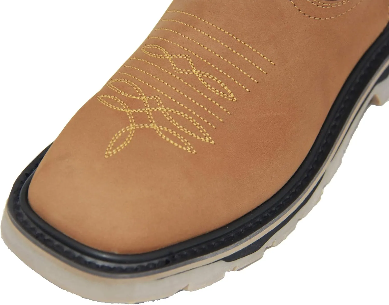 Mens Leather Square Toe Western Work Boot