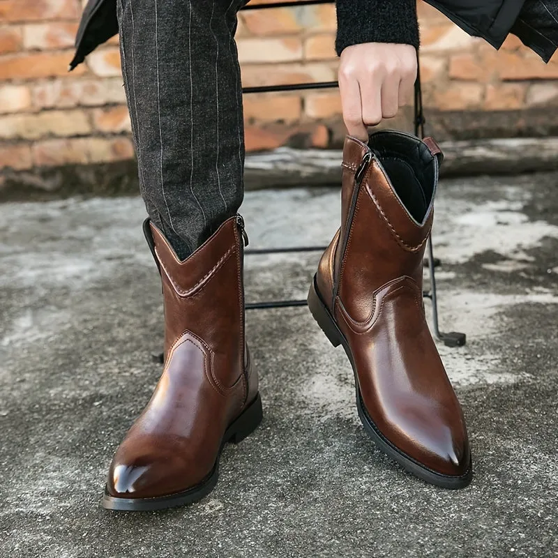 Mens Premium Pointed Toe Roper Boots  Durable Stylish AllSeason