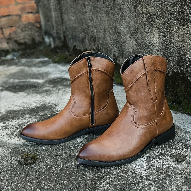 Mens Premium Pointed Toe Roper Boots  Durable Stylish AllSeason