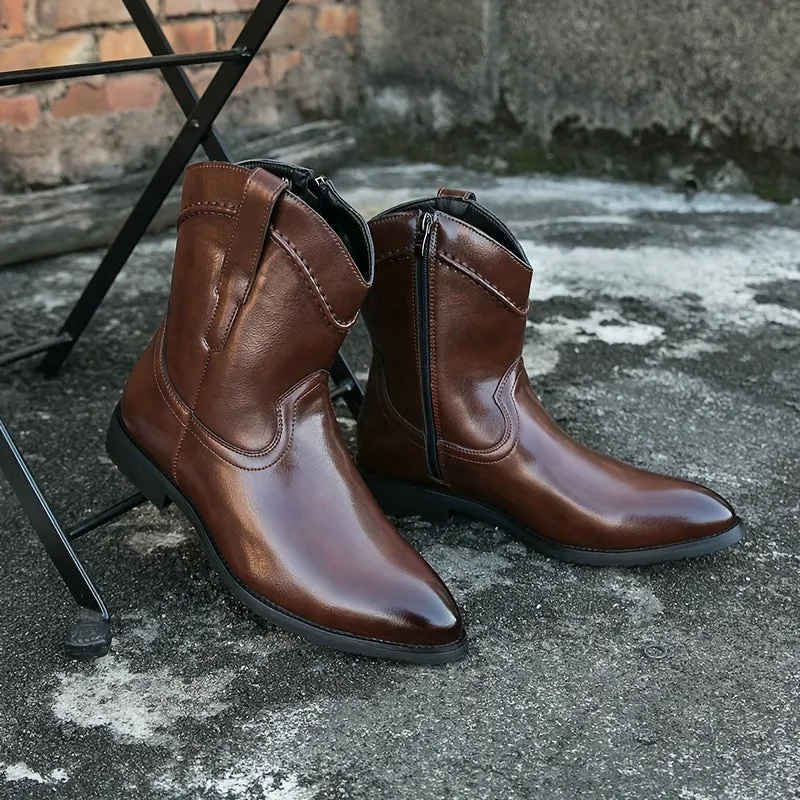 Mens Premium Pointed Toe Roper Boots  Durable Stylish AllSeason