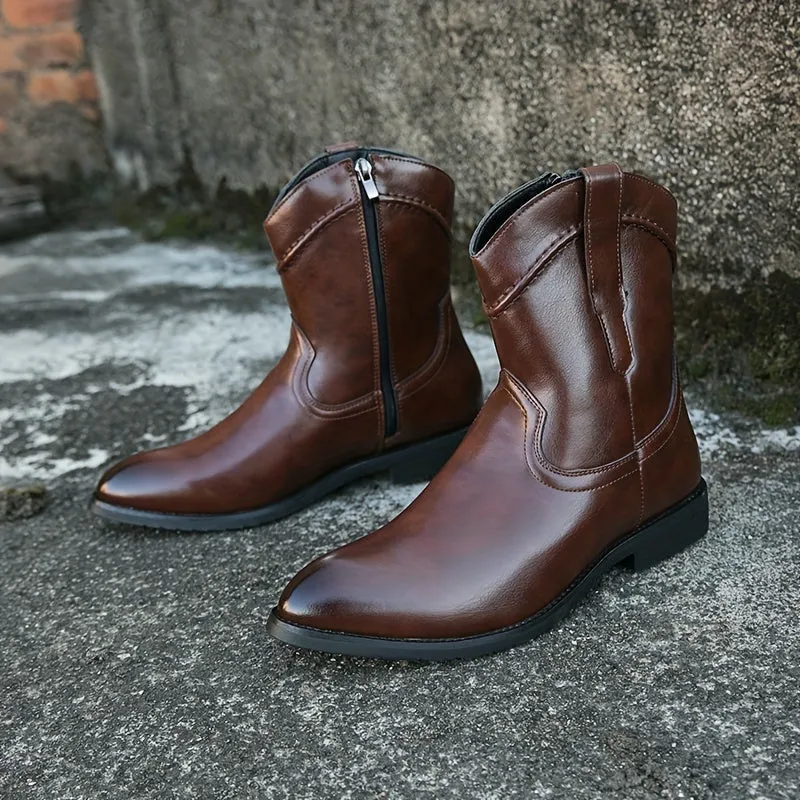 Mens Premium Pointed Toe Roper Boots  Durable Stylish AllSeason