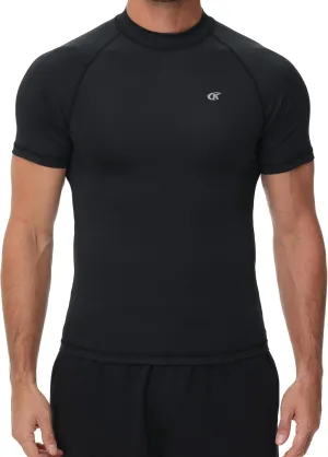 Men's UPF50  Quick-Dry Compression Rash Guard Shirt Surfing, Running, Water Sports, Reflective Safety Design