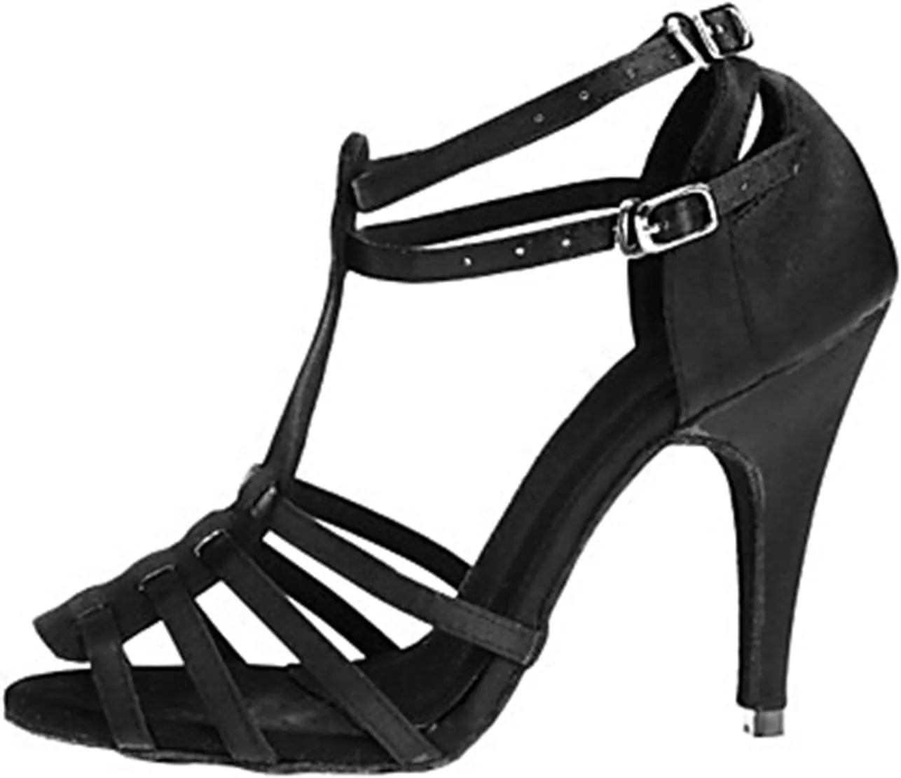 Minishion Women's TH055 T-Strap Stylish Satin Wedding Ballroom Latin Taogo Dance Sandals