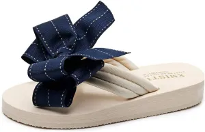 MIOKE Women's Bow Tie Flat Platform Flipflops Summer Fashion Comfort Nonslip Outdoor Beach Thong Sandals