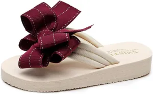 MIOKE Women's Bow Tie Flat Platform Flipflops Summer Fashion Comfort Nonslip Outdoor Beach Thong Sandals