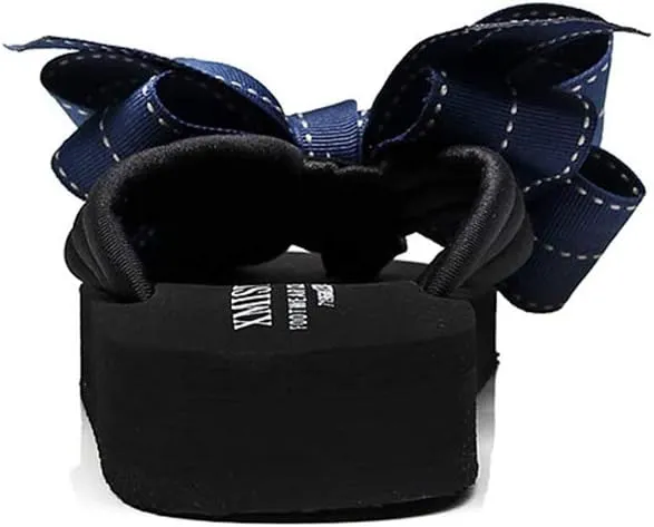 MIOKE Women's Bow Tie Flat Platform Flipflops Summer Fashion Comfort Nonslip Outdoor Beach Thong Sandals