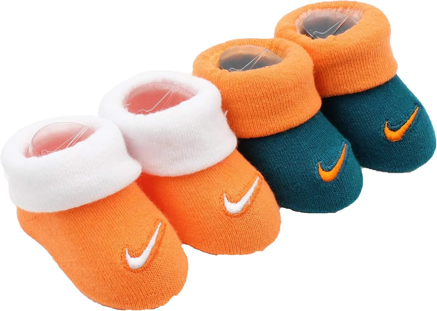Nike Newborn Infant Booties 2-Pair Pack (Bright Mandarin (N63), 0-6 Months)