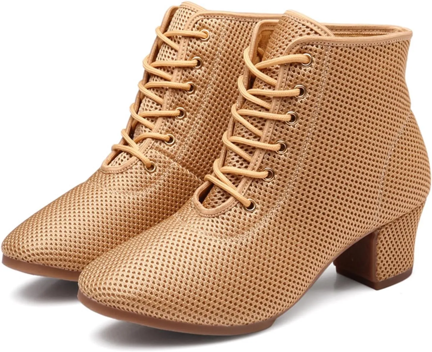 ONAIC Women Latin Dance Shoes Lace-Up Ballroom Salsa Practice Dance Shoes Durable Lightweight Professional Performance Dance Shoes 5Cm Heel