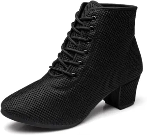 ONAIC Women Latin Dance Shoes Lace-Up Ballroom Salsa Practice Dance Shoes Durable Lightweight Professional Performance Dance Shoes 5Cm Heel