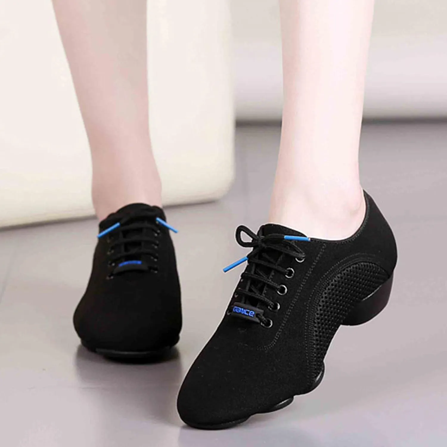 ONAIC Women's Ballroom Practice Shoes Durable Breathable Lace-Up Modern Salsa Training Shoes Professional Performance Dance Shoes