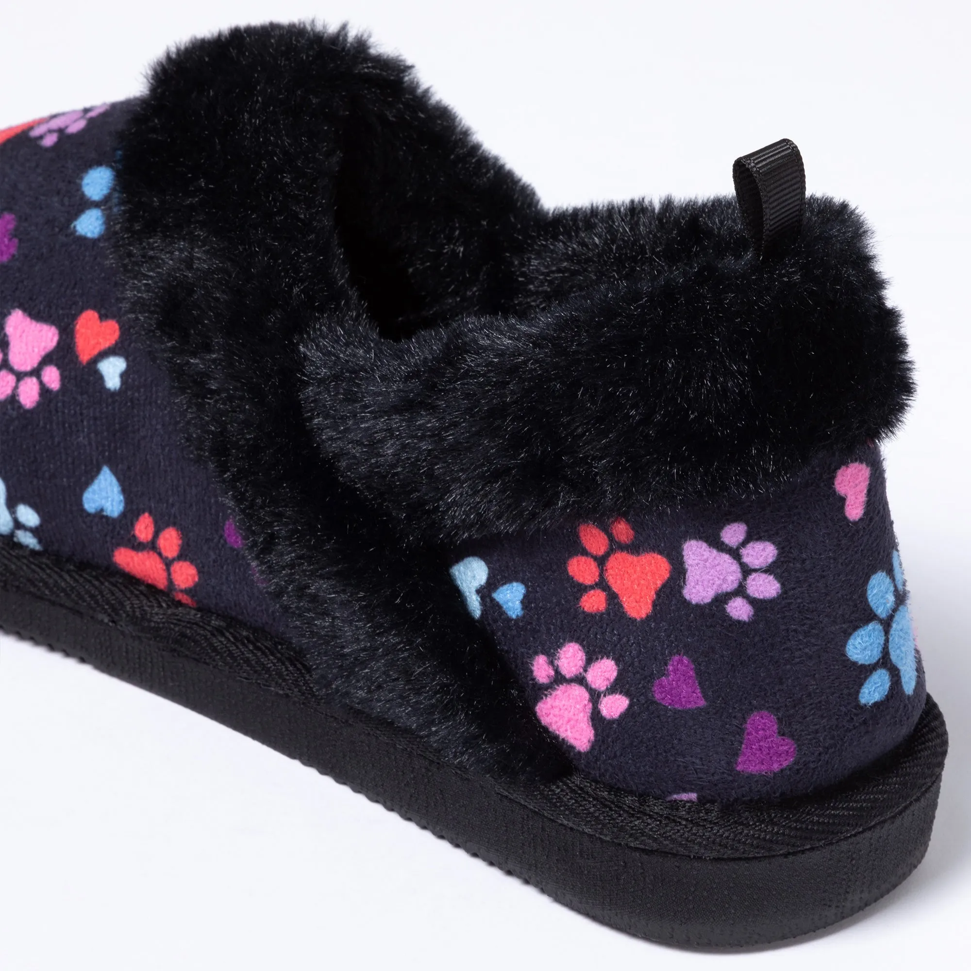 Paw Print Faux Fur Lined Indoor/Outdoor Slipper Shoes