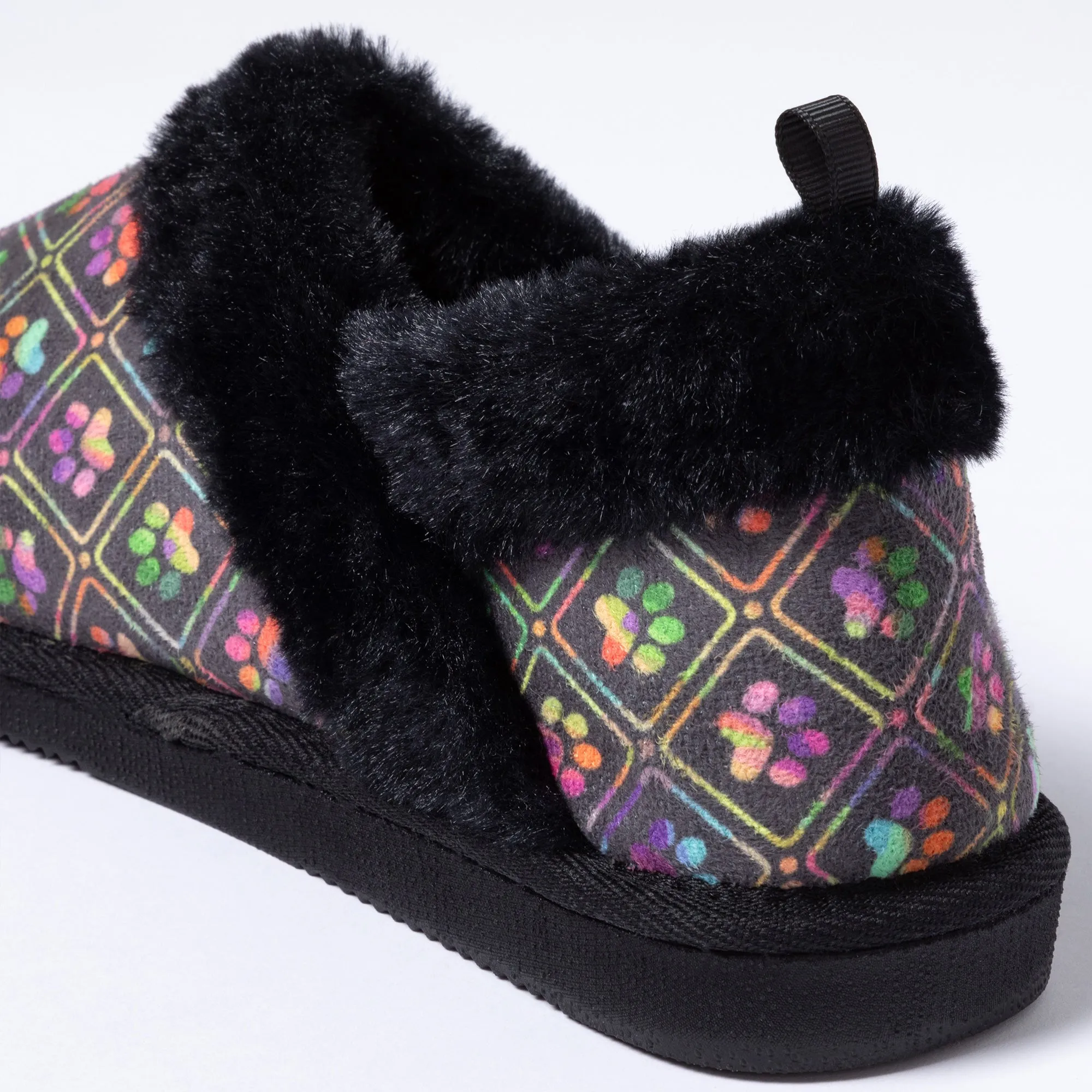 Paw Print Faux Fur Lined Indoor/Outdoor Slipper Shoes