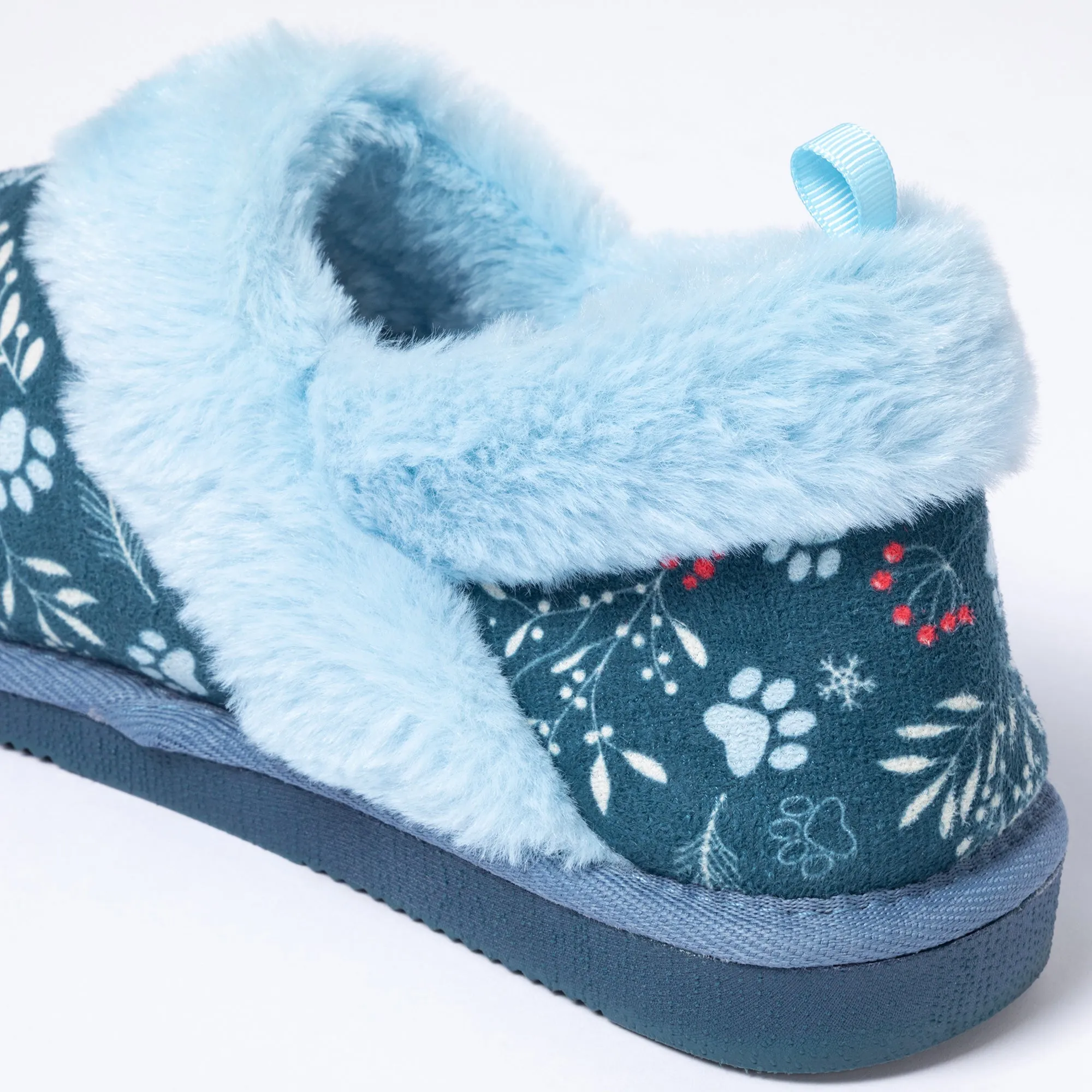 Paw Print Faux Fur Lined Indoor/Outdoor Slipper Shoes