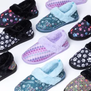 Paw Print Faux Fur Lined Indoor/Outdoor Slipper Shoes