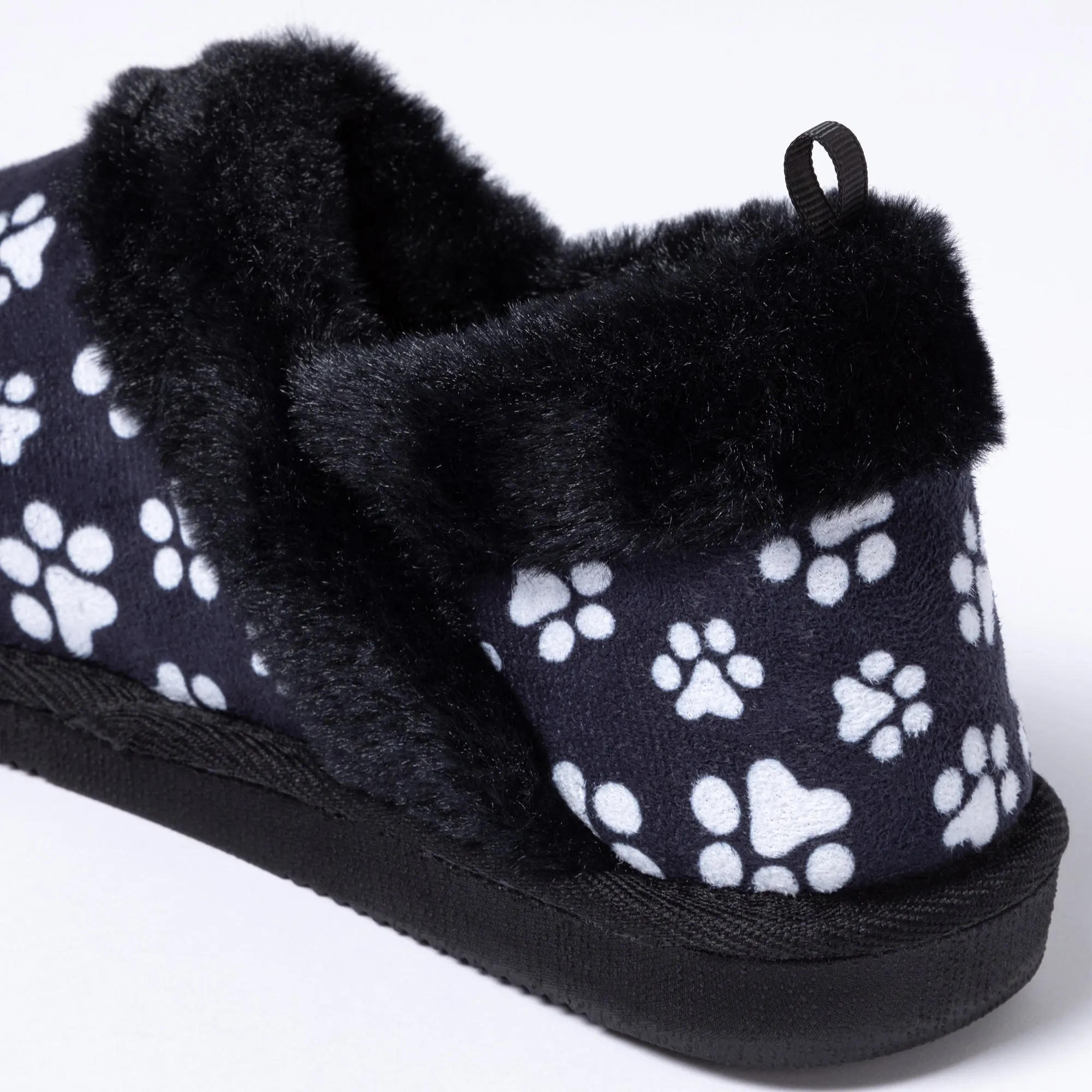 Paw Print Faux Fur Lined Indoor/Outdoor Slipper Shoes