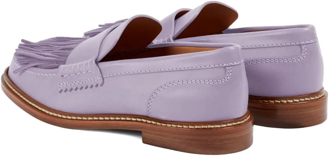 Pazzion Women Retro Closed Round Toe Loafer Flats with Tassels Slip On Low Chunky Heel Fringe Pumps Comfy Prom Event Shoes Size 4-16 US