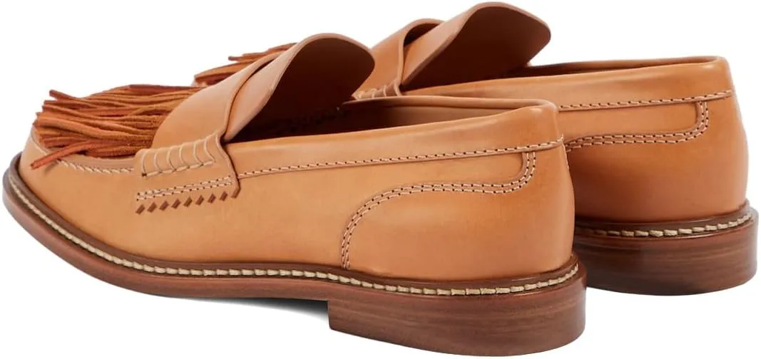 Pazzion Women Retro Closed Round Toe Loafer Flats with Tassels Slip On Low Chunky Heel Fringe Pumps Comfy Prom Event Shoes Size 4-16 US
