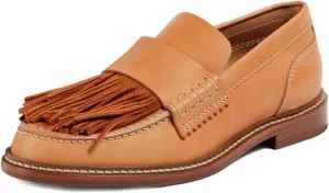Pazzion Women Retro Closed Round Toe Loafer Flats with Tassels Slip On Low Chunky Heel Fringe Pumps Comfy Prom Event Shoes Size 4-16 US