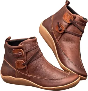 Platform Boots for Women Ankle Womens Booties Fall Womens Cowboy Boots Short Womens Bootie Round Toe Solid Color Comfy Casual Slip on Pointed Toe Leather Casual