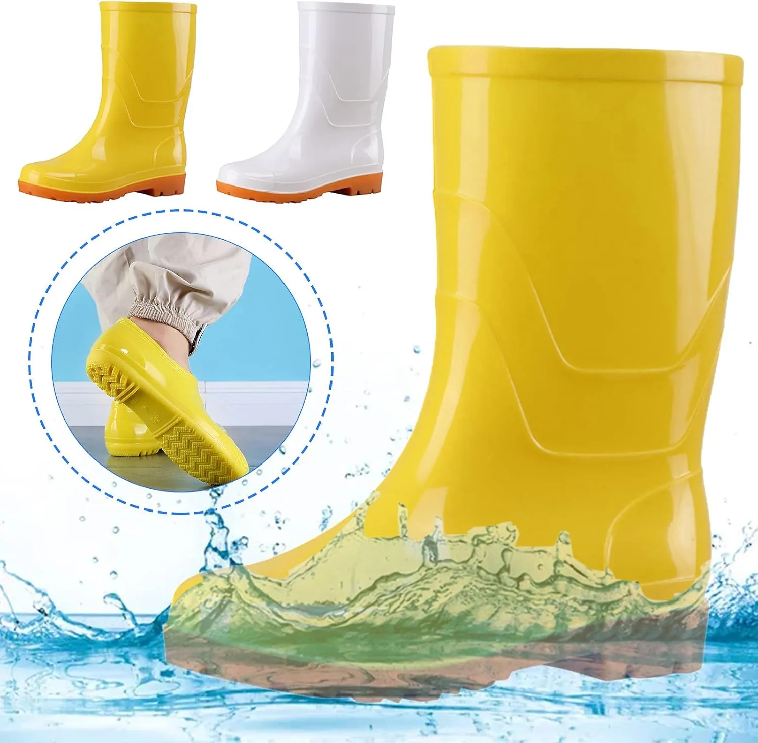 Rain Boots Women Women's Rain Boots Waterproof Mid Calf Garden Shoes Non Slip Work Shoes for Outdoor Gardening Work