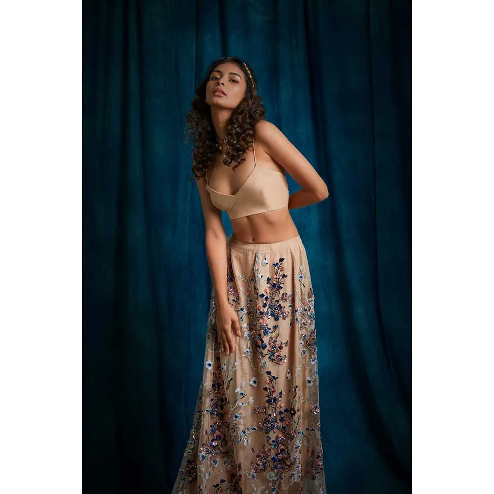 RAISHAA Beige Diana Lehenga with Blouse (Set of 2)