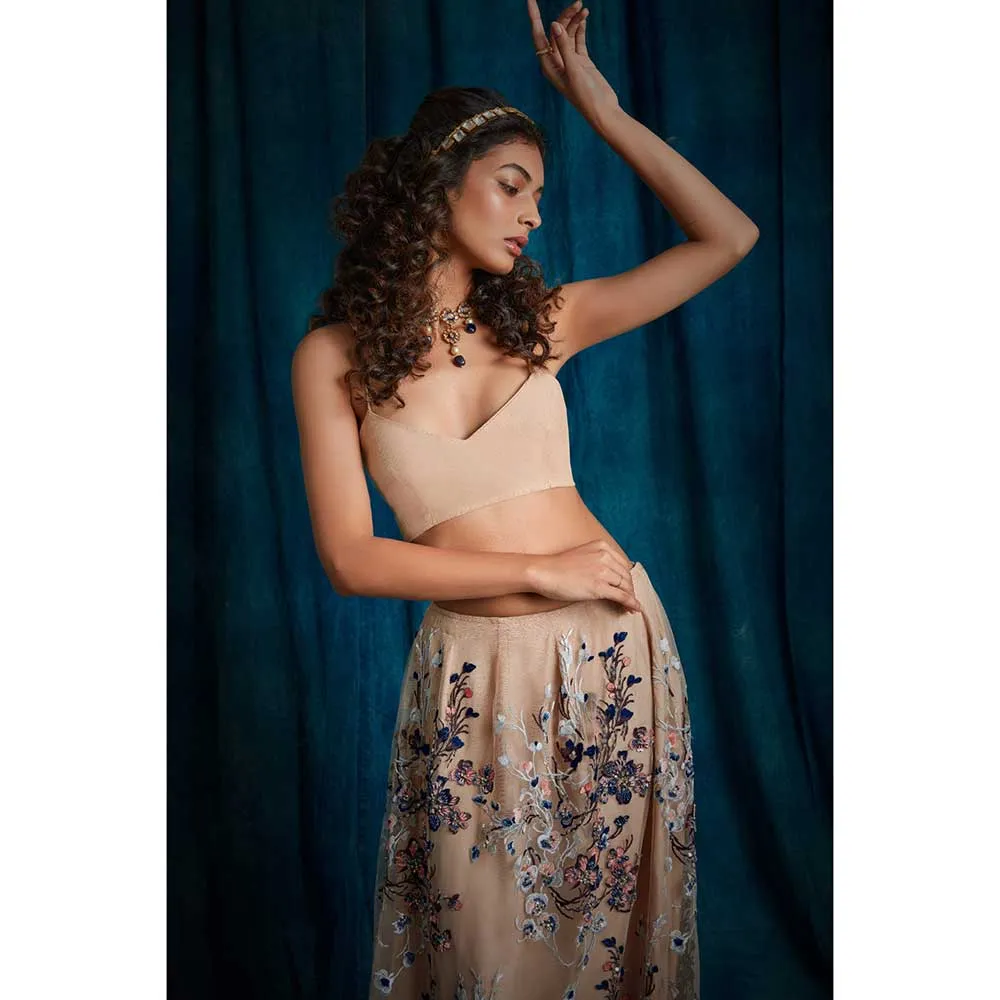 RAISHAA Beige Diana Lehenga with Blouse (Set of 2)