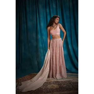 RAISHAA Pink Flower Child Lehenga (Set of 3)