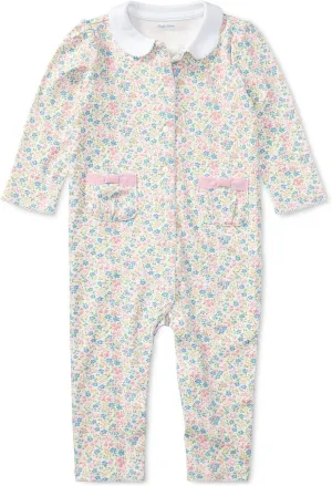 Ralph Lauren Baby Girls Floral Cotton Coverall White Multi