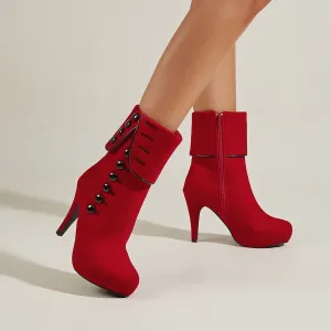 Red High Heel Ankle Boots for Women | Elegant Shoes For Parties