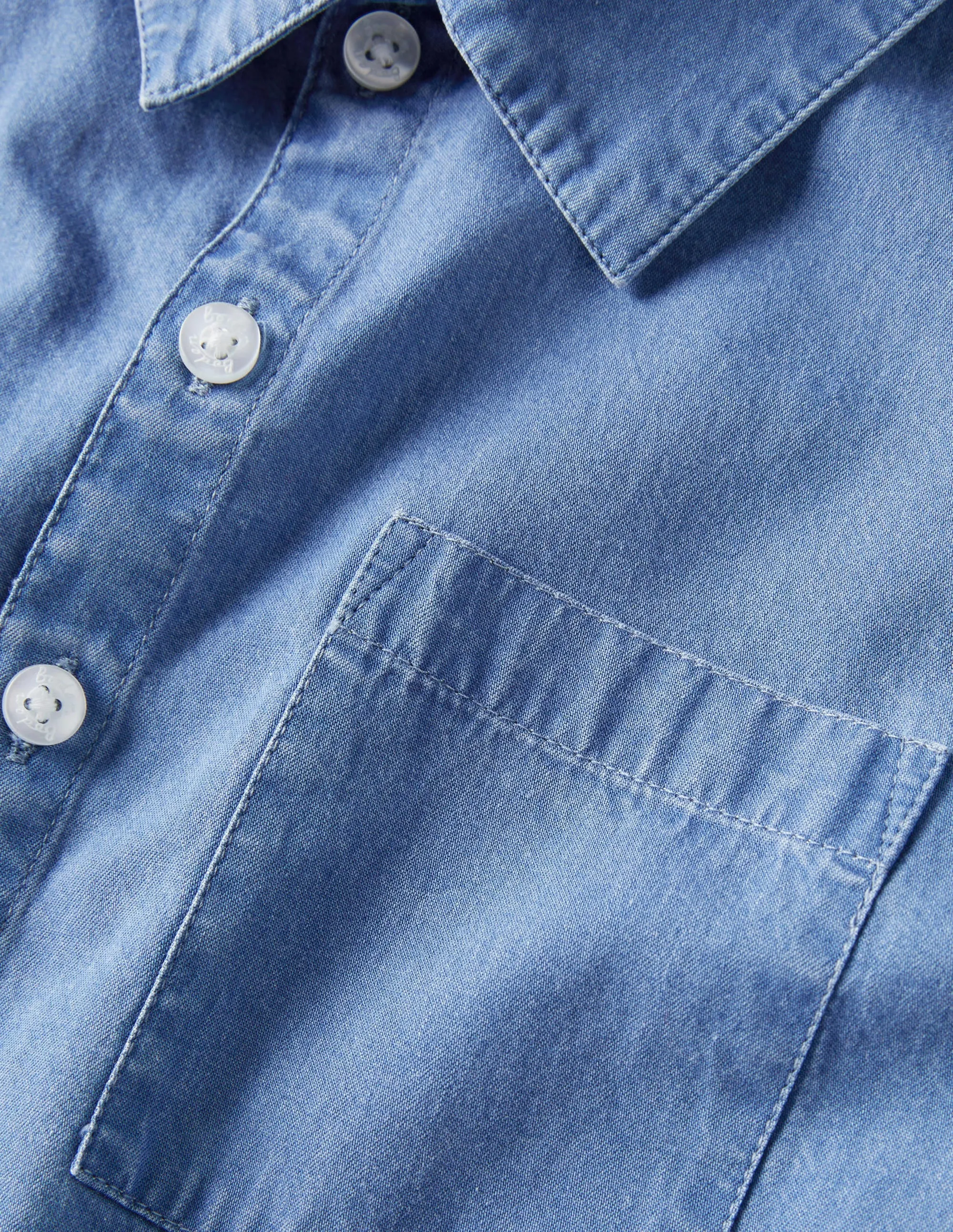 Relaxed Denim Shirt-Mid Vintage Denim
