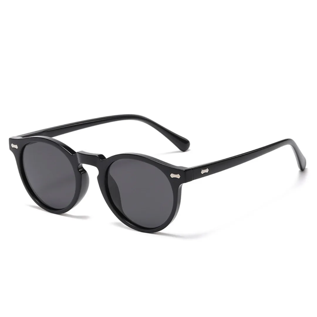 Round-Frame Unisex Polarized Sunglasses | Black
