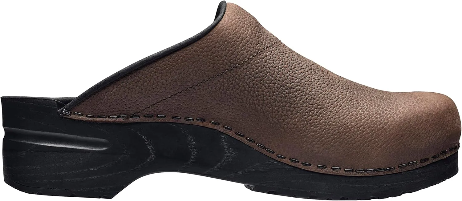 Sanita Karl Textured Oiled Leather Professional Clogs for Men - Arch Support, Durable, Open-Back, APMA Approved Slip-On Shoes