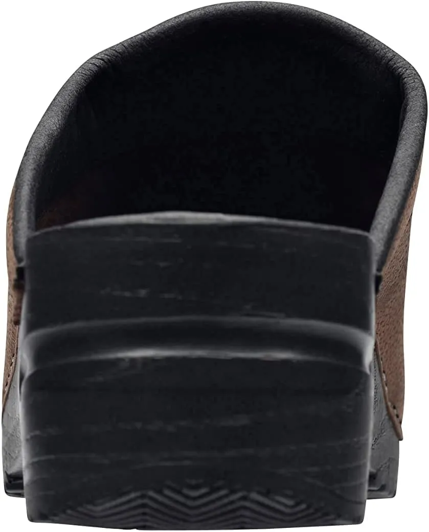 Sanita Karl Textured Oiled Leather Professional Clogs for Men - Arch Support, Durable, Open-Back, APMA Approved Slip-On Shoes