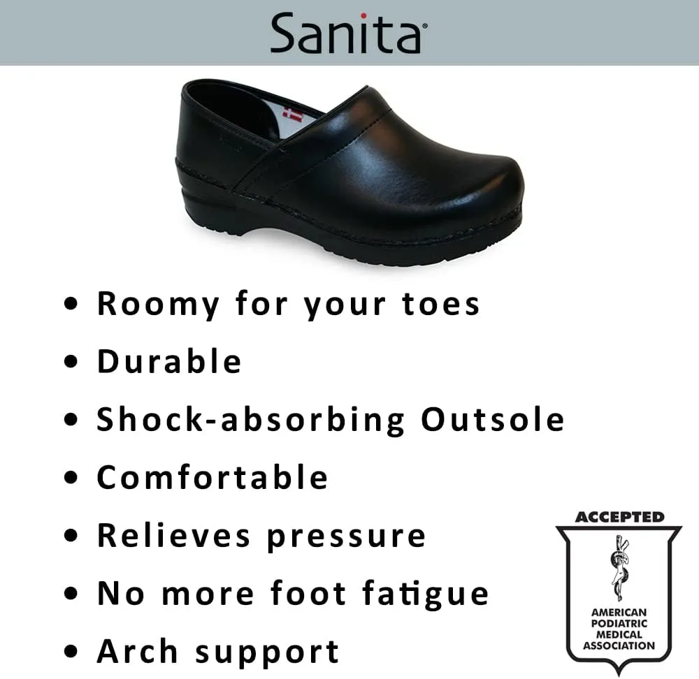 Sanita Pro Patent Wide Professional Clogs for Women - Arch Support, Durable, Closed-Back Slip-On Shoes