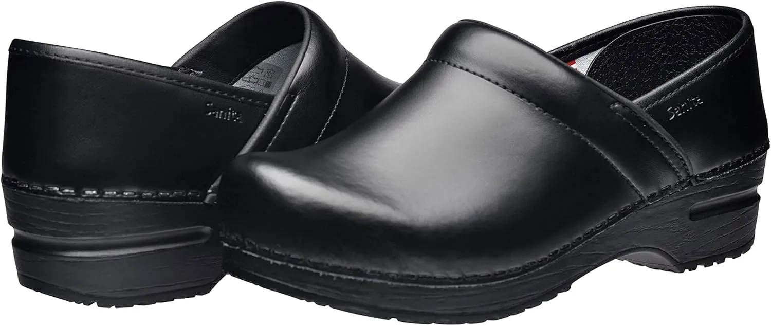Sanita PU-Coated Leather Clogs for Women - Arch Support, Durable, Closed-Back, APMA-Approved Slip-On Shoes