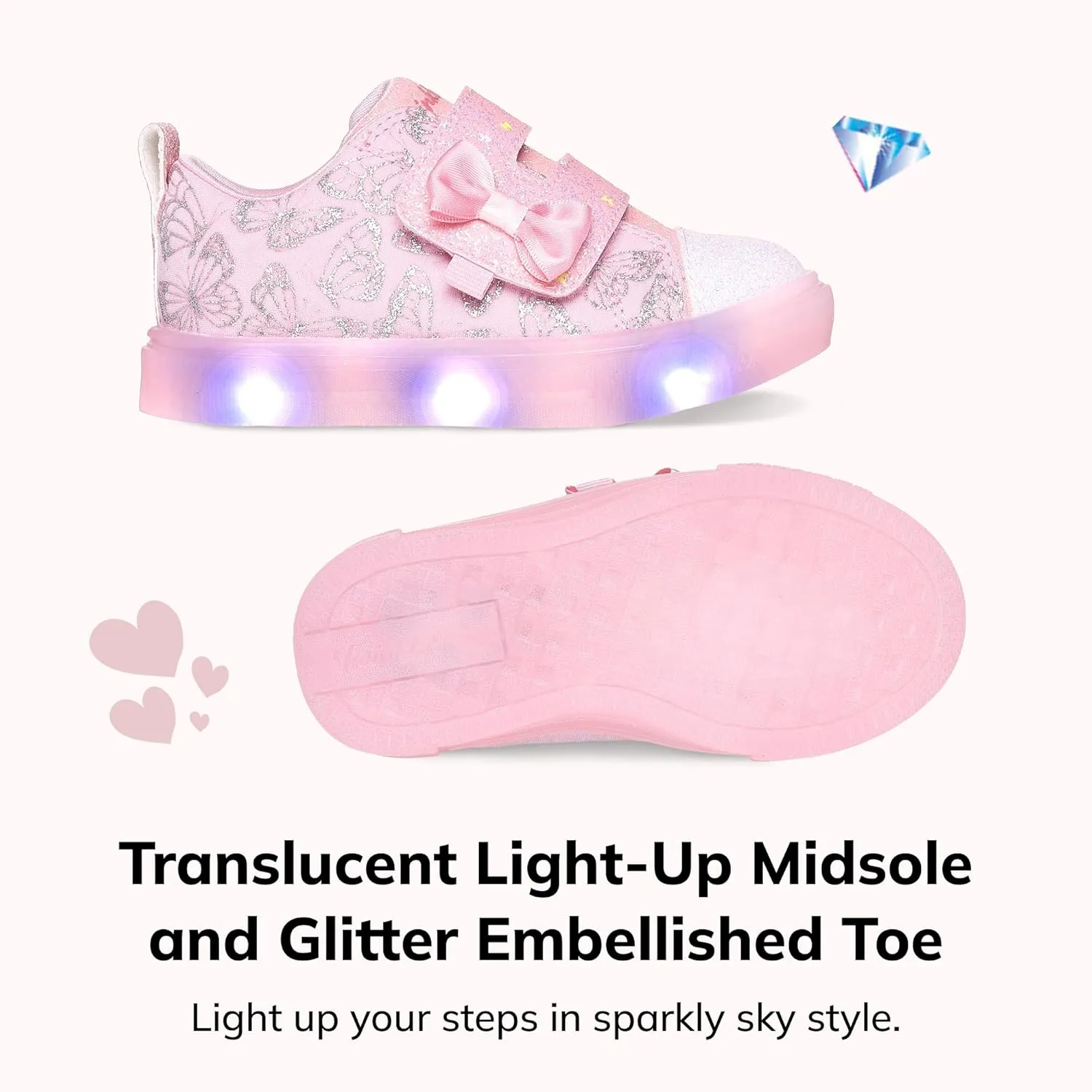 Skechers Girls' Twinkle Sparks ICE-Heather Sneaker