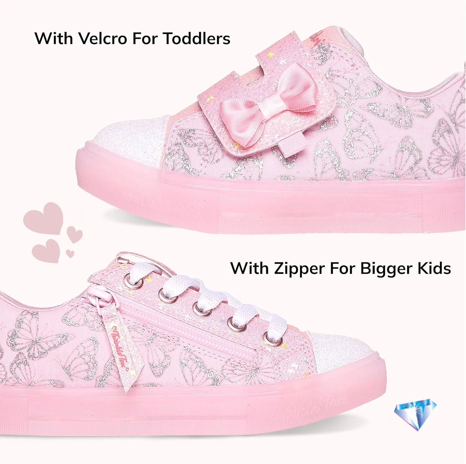Skechers Girls' Twinkle Sparks ICE-Heather Sneaker
